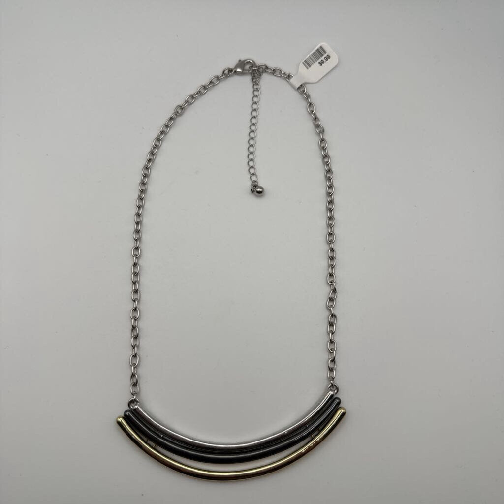 Silver/ Multi Metal Statement Necklace