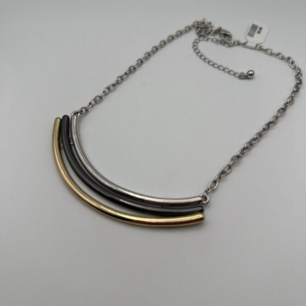 Silver/ Multi Metal Statement Necklace