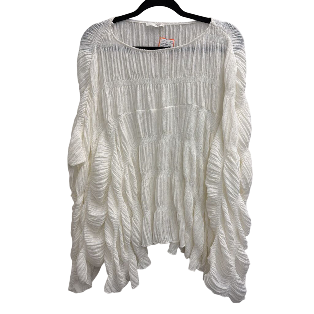 Zara White Textured Smocked Boxy Top Medium/ Large