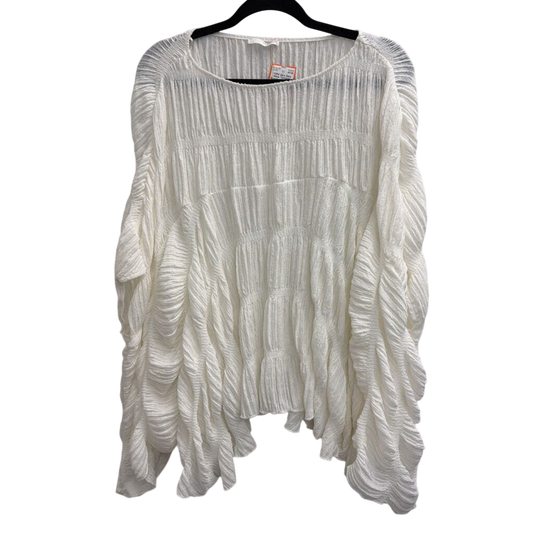 Zara White Textured Smocked Boxy Top Medium/ Large