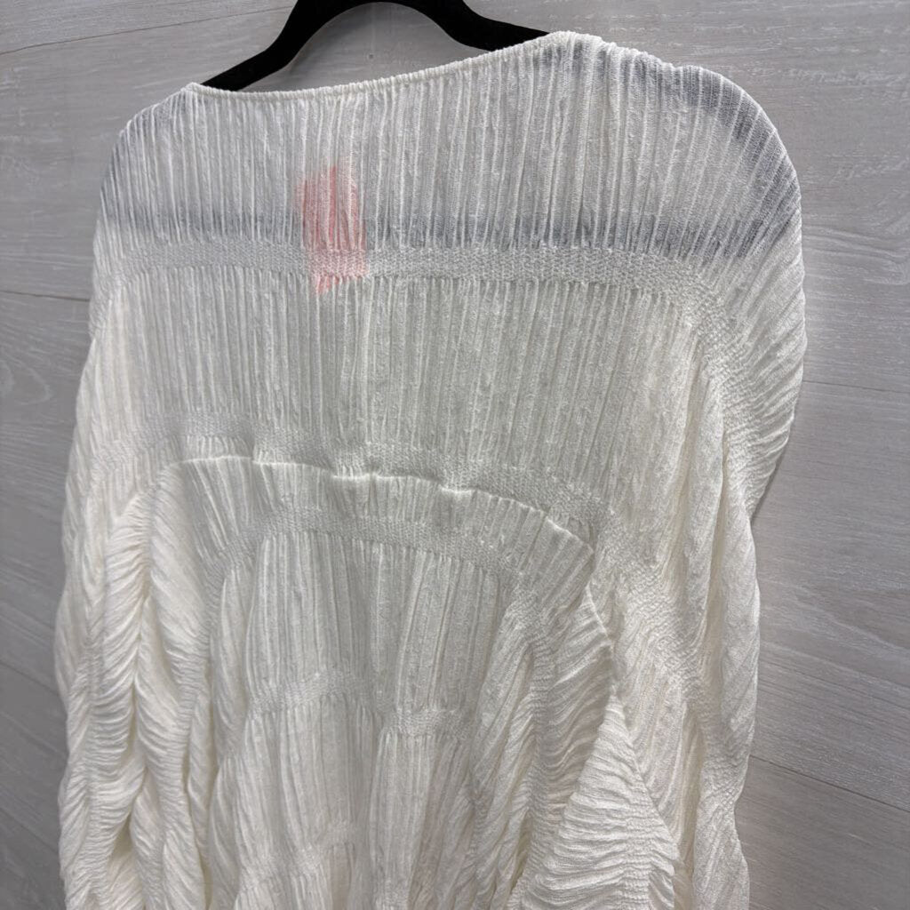 Zara White Textured Smocked Boxy Top Medium/ Large