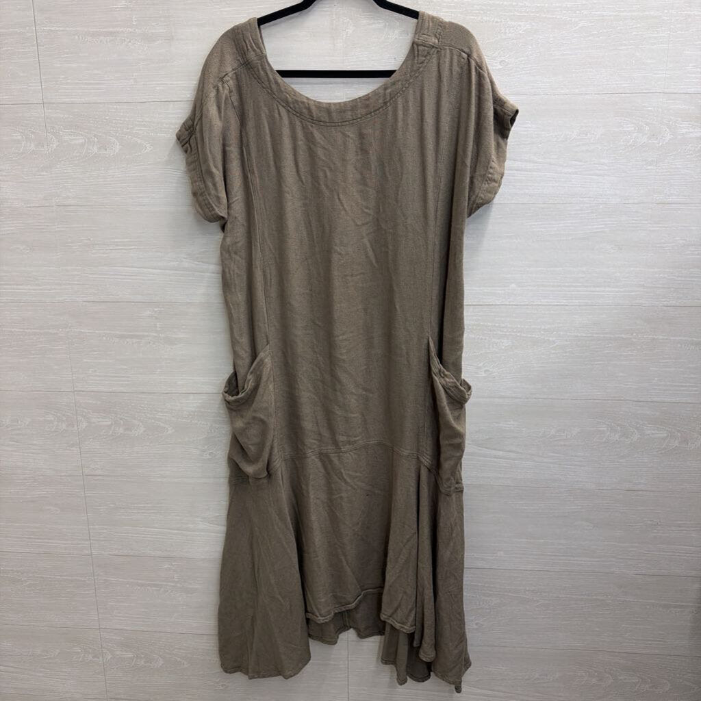 Free People Green Oversized Short Sleeve Midi Dress Extra Small