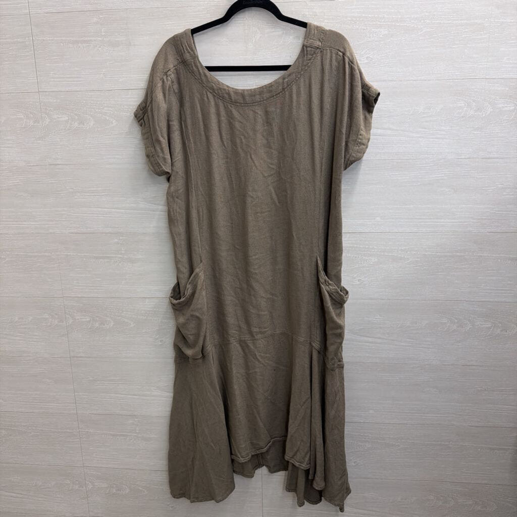 Free People Green Oversized Short Sleeve Midi Dress Extra Small