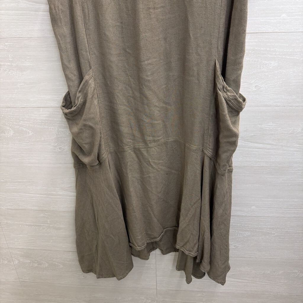 Free People Green Oversized Short Sleeve Midi Dress Extra Small