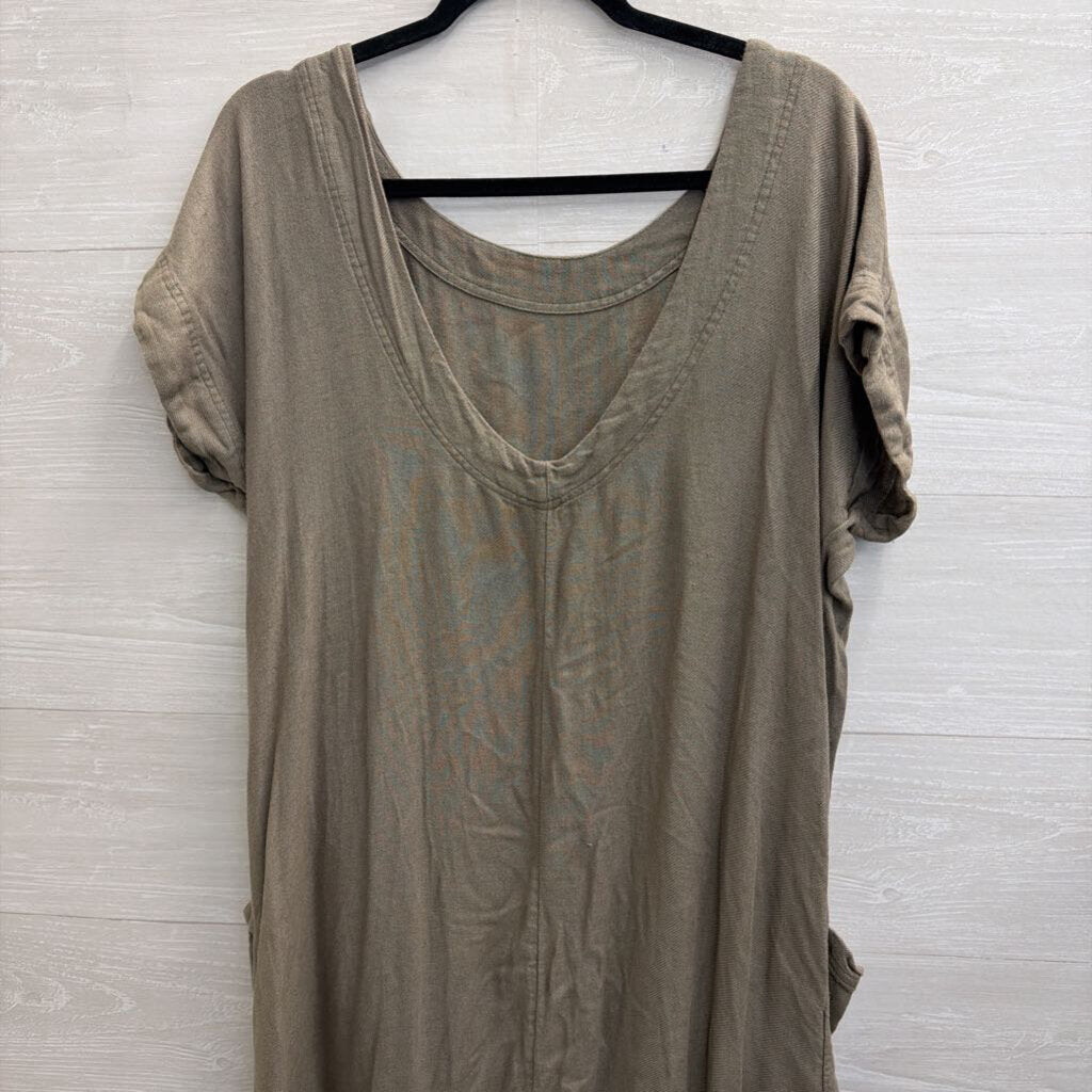 Free People Green Oversized Short Sleeve Midi Dress Extra Small