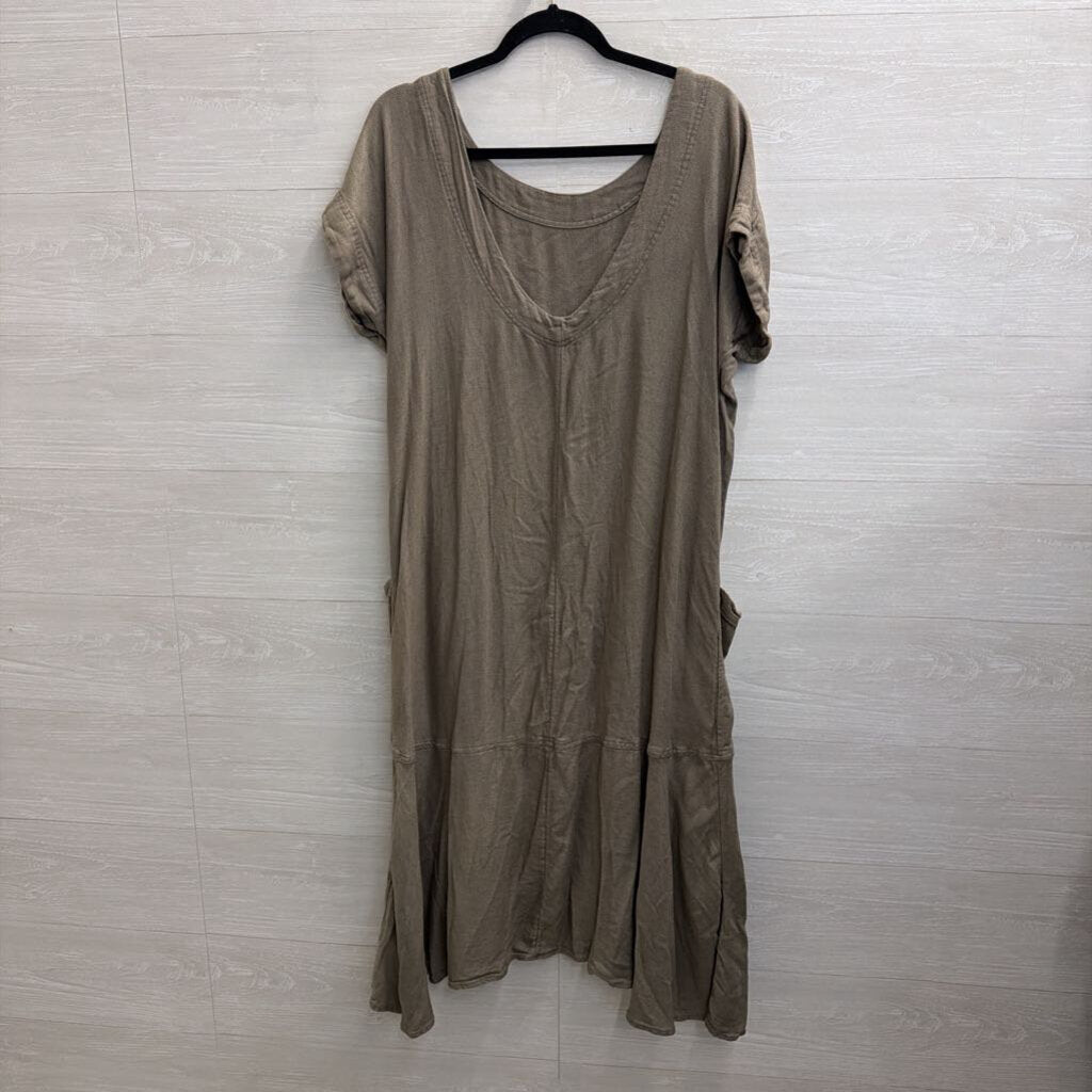 Free People Green Oversized Short Sleeve Midi Dress Extra Small