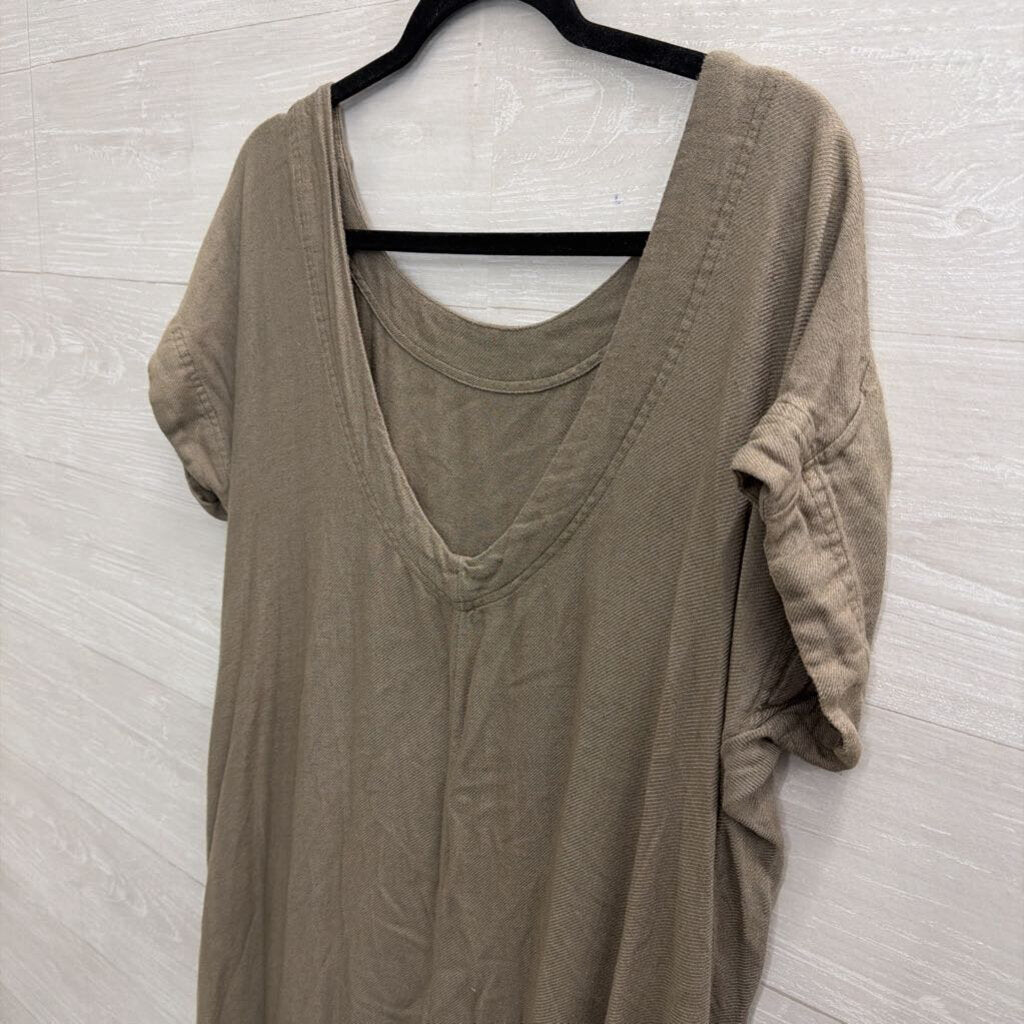Free People Green Oversized Short Sleeve Midi Dress Extra Small