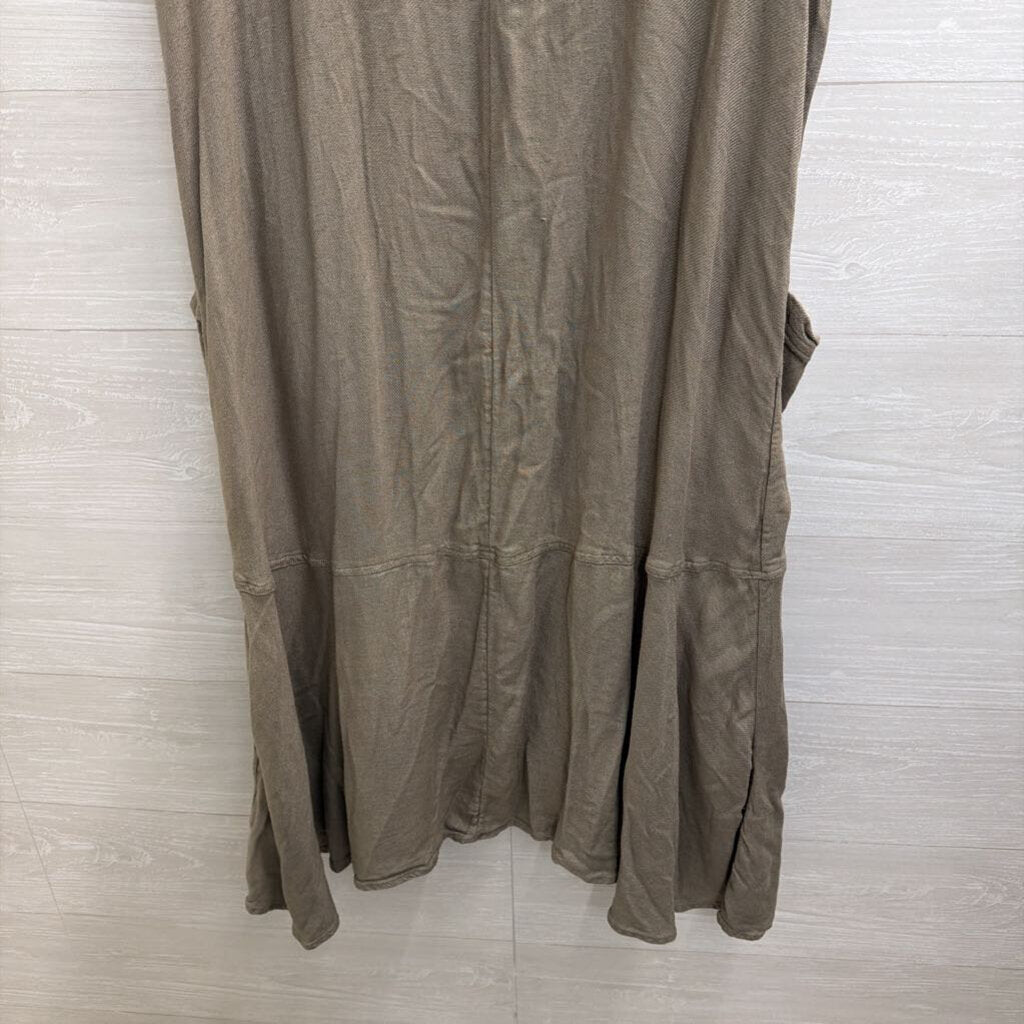 Free People Green Oversized Short Sleeve Midi Dress Extra Small