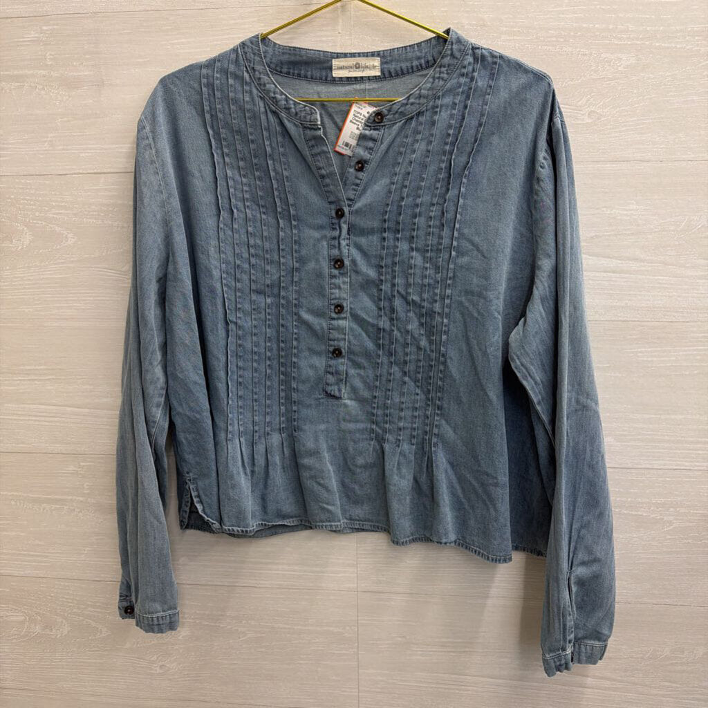 Natural Life Blue Chambray Long Sleeve Top Large