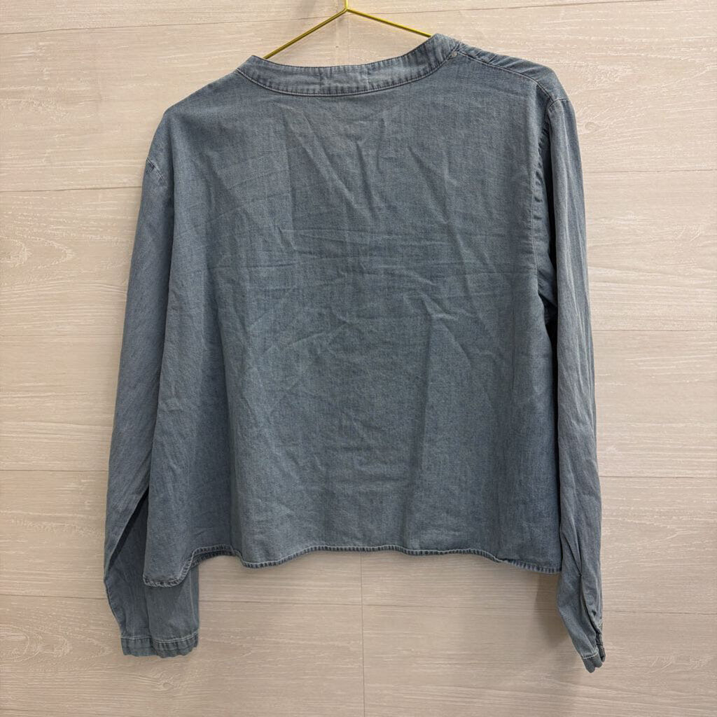 Natural Life Blue Chambray Long Sleeve Top Large