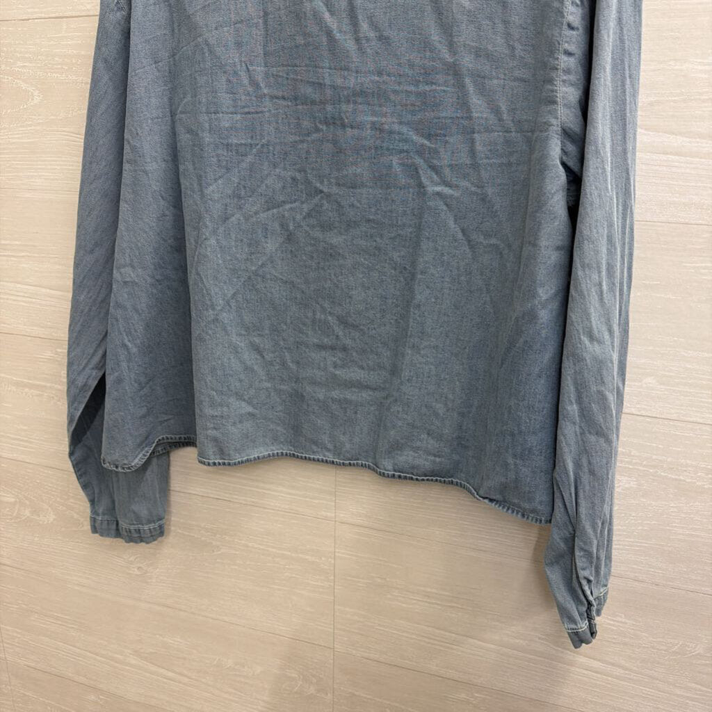 Natural Life Blue Chambray Long Sleeve Top Large