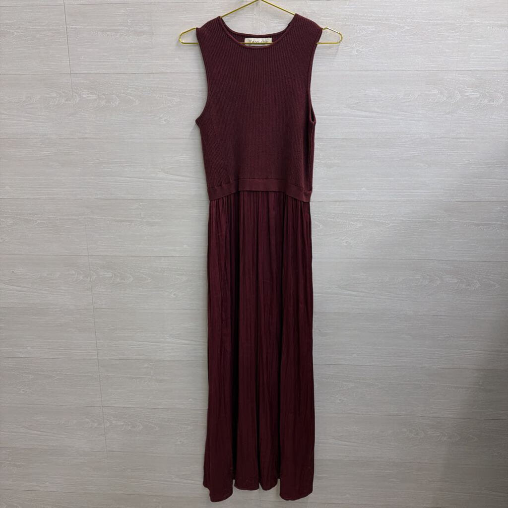 Taylor Burgundy Sleeveless Silky Skirt Maxi Dress Large