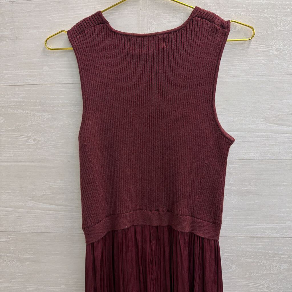 Taylor Burgundy Sleeveless Silky Skirt Maxi Dress Large