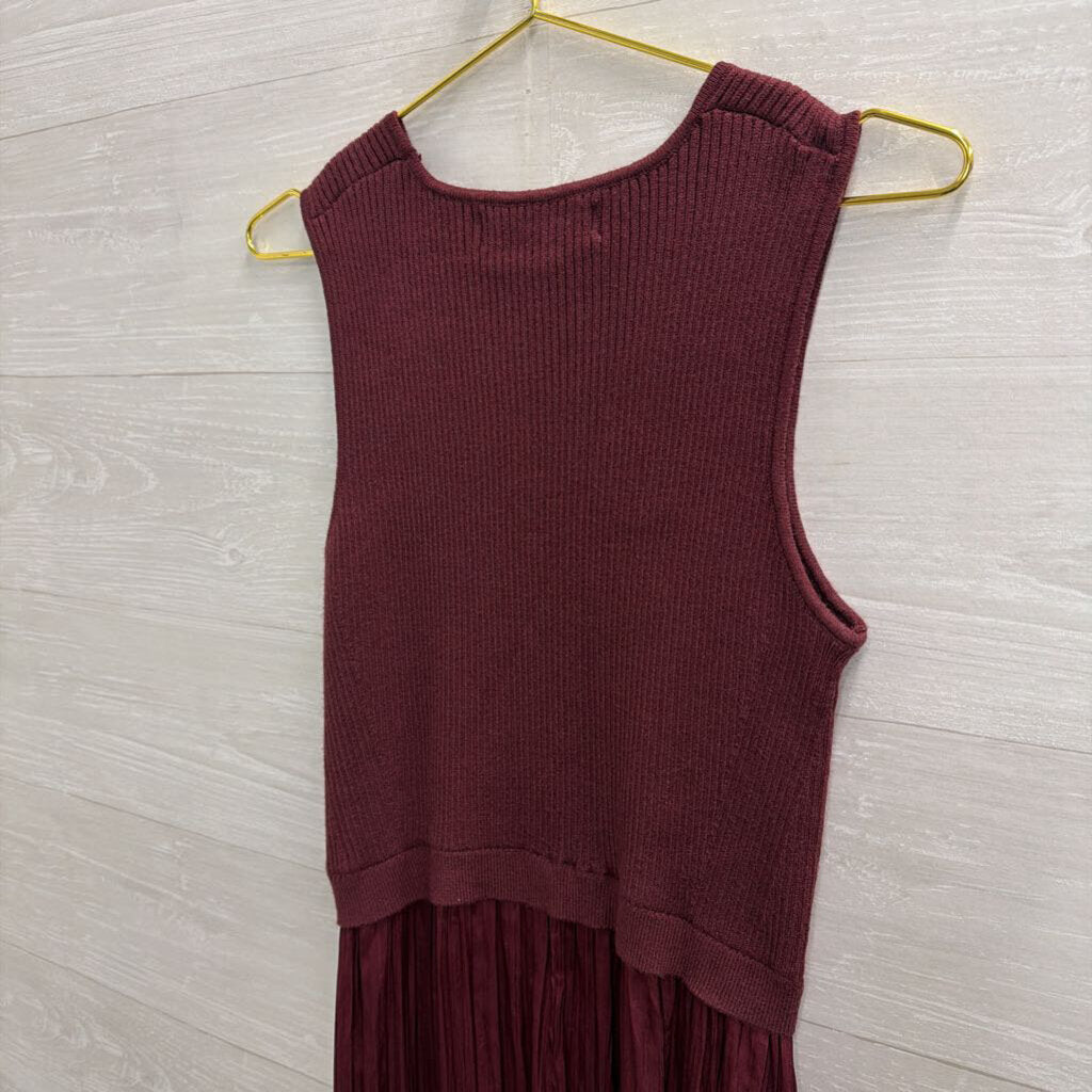 Taylor Burgundy Sleeveless Silky Skirt Maxi Dress Large