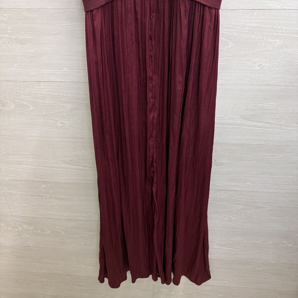 Taylor Burgundy Sleeveless Silky Skirt Maxi Dress Large