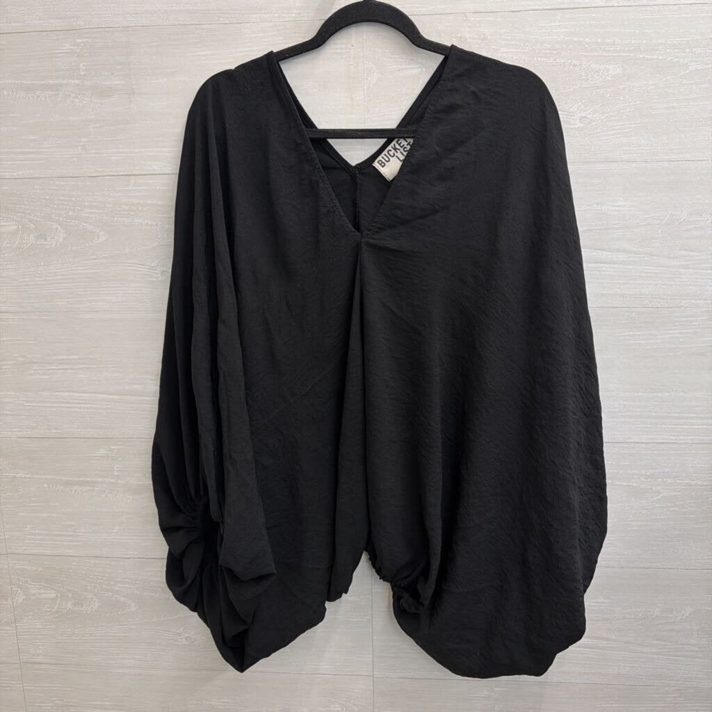 Bucket List Black V Neck Boxy Top Medium/ Large