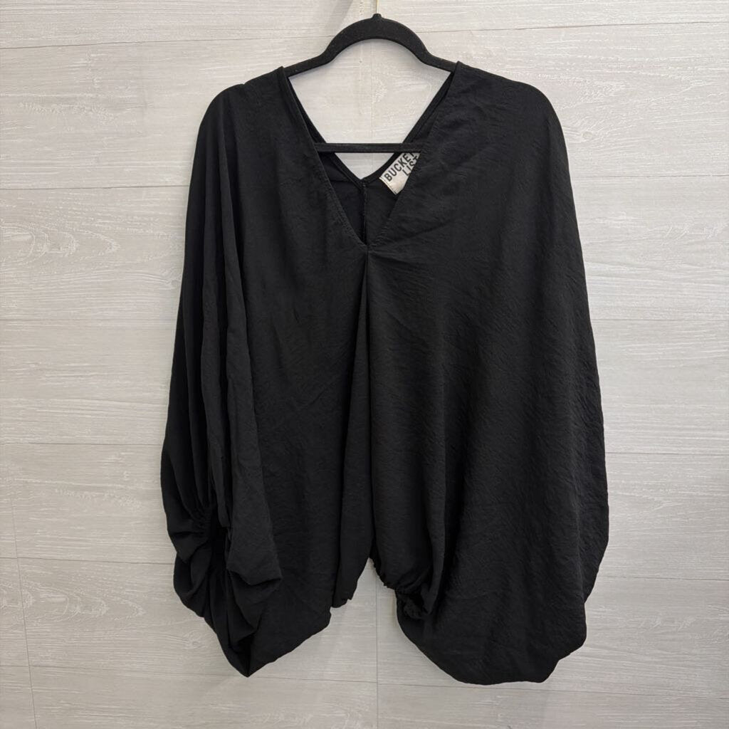 Bucket List Black V Neck Boxy Top Medium/ Large