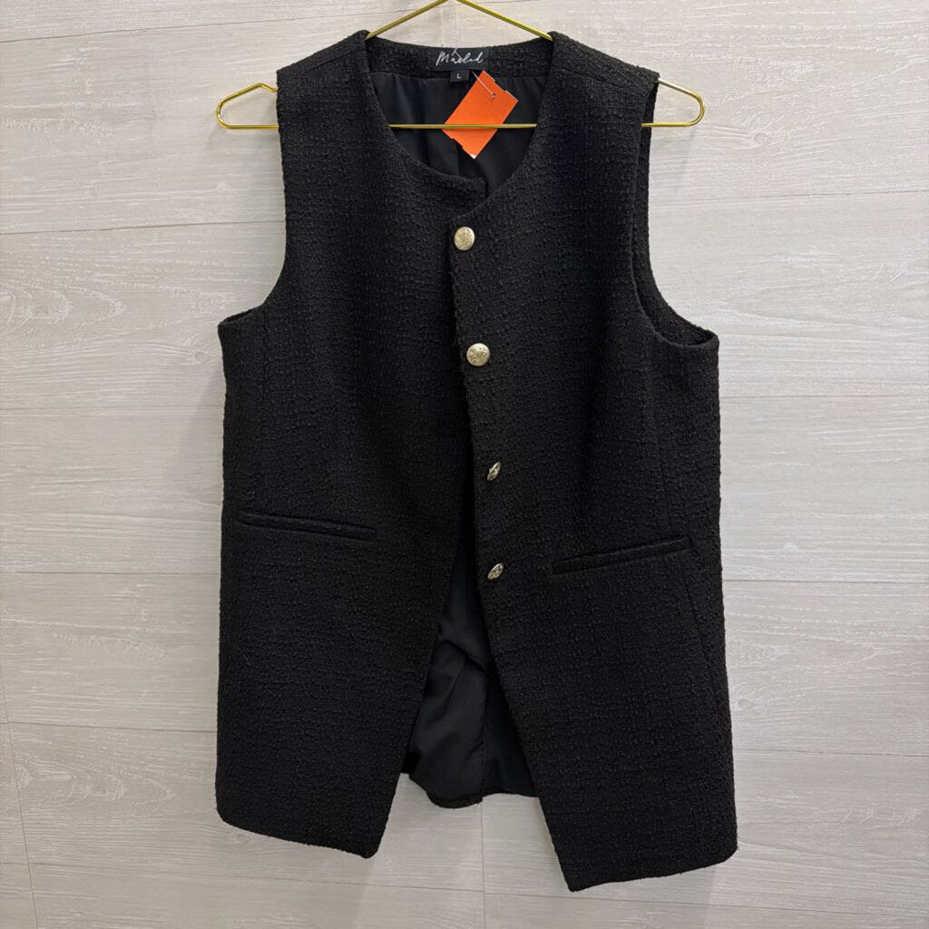 Marled Black Vest Top Large