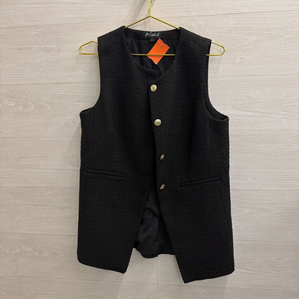 Marled Black Vest Top Large