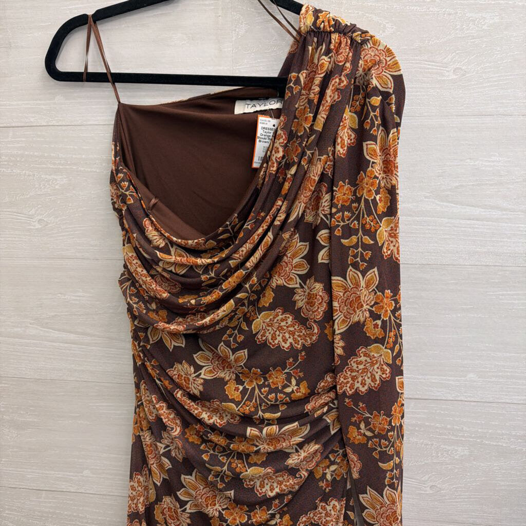 Taylor Brown/ Orange Print One Should Maxi Dress 14