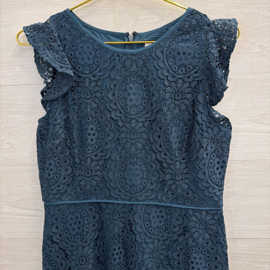 Loft Blue Lace Short Sleeve Dress 4