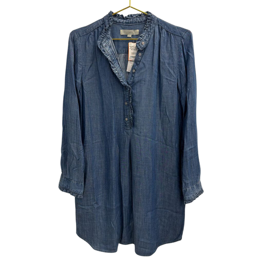 Loft Blue Chambray Long Sleeve Dress Small