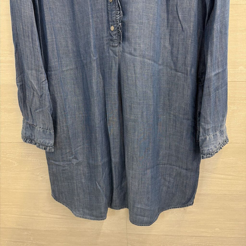 Loft Blue Chambray Long Sleeve Dress Small