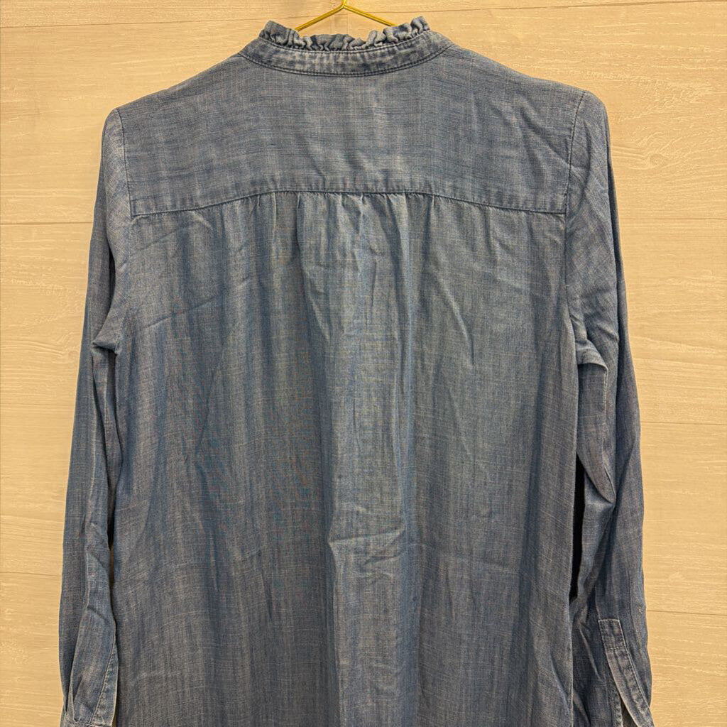 Loft Blue Chambray Long Sleeve Dress Small