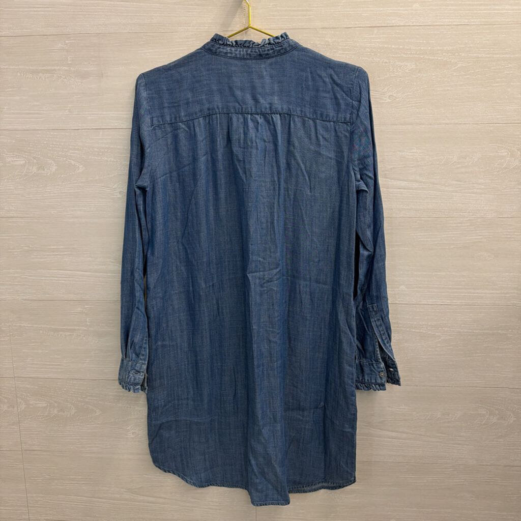 Loft Blue Chambray Long Sleeve Dress Small