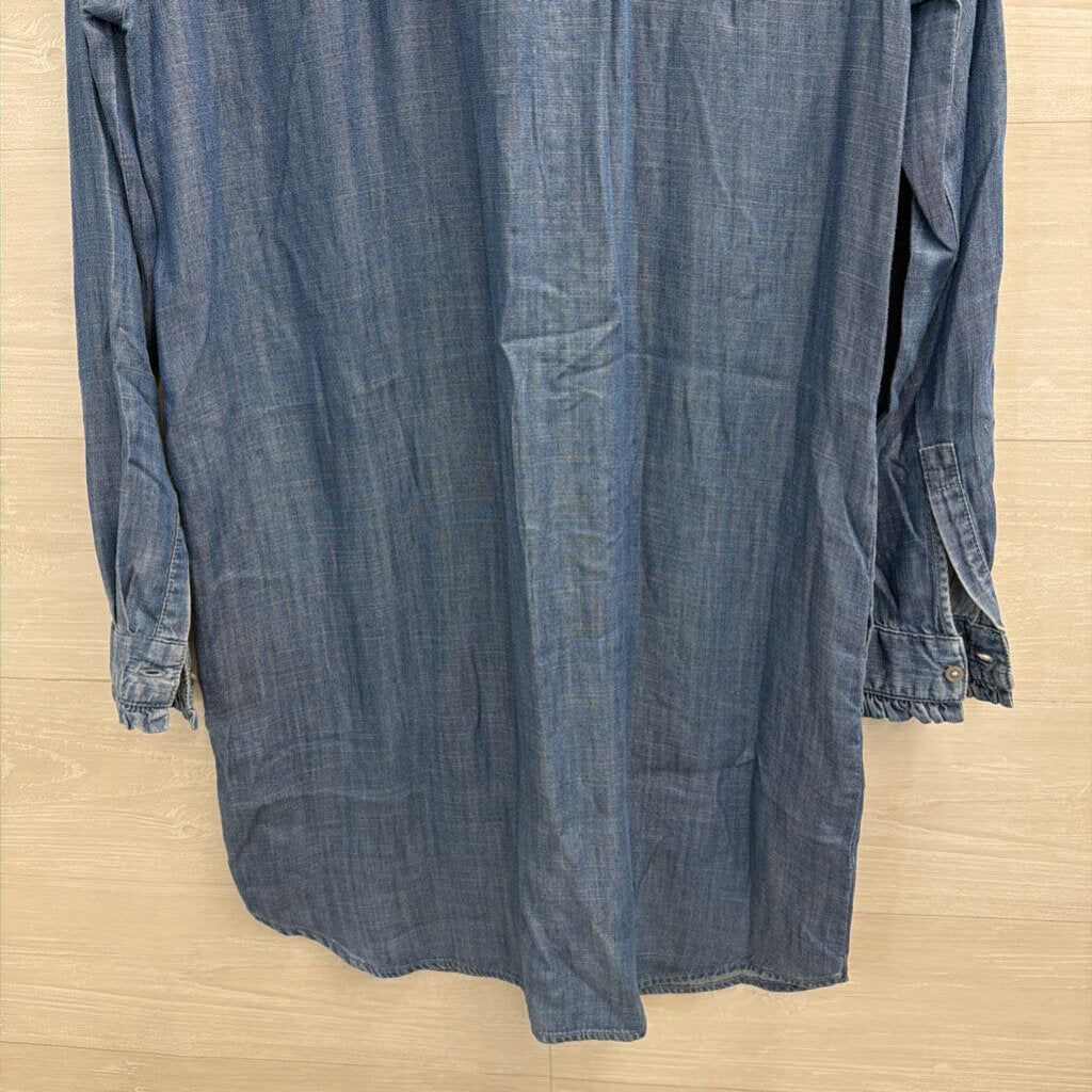 Loft Blue Chambray Long Sleeve Dress Small