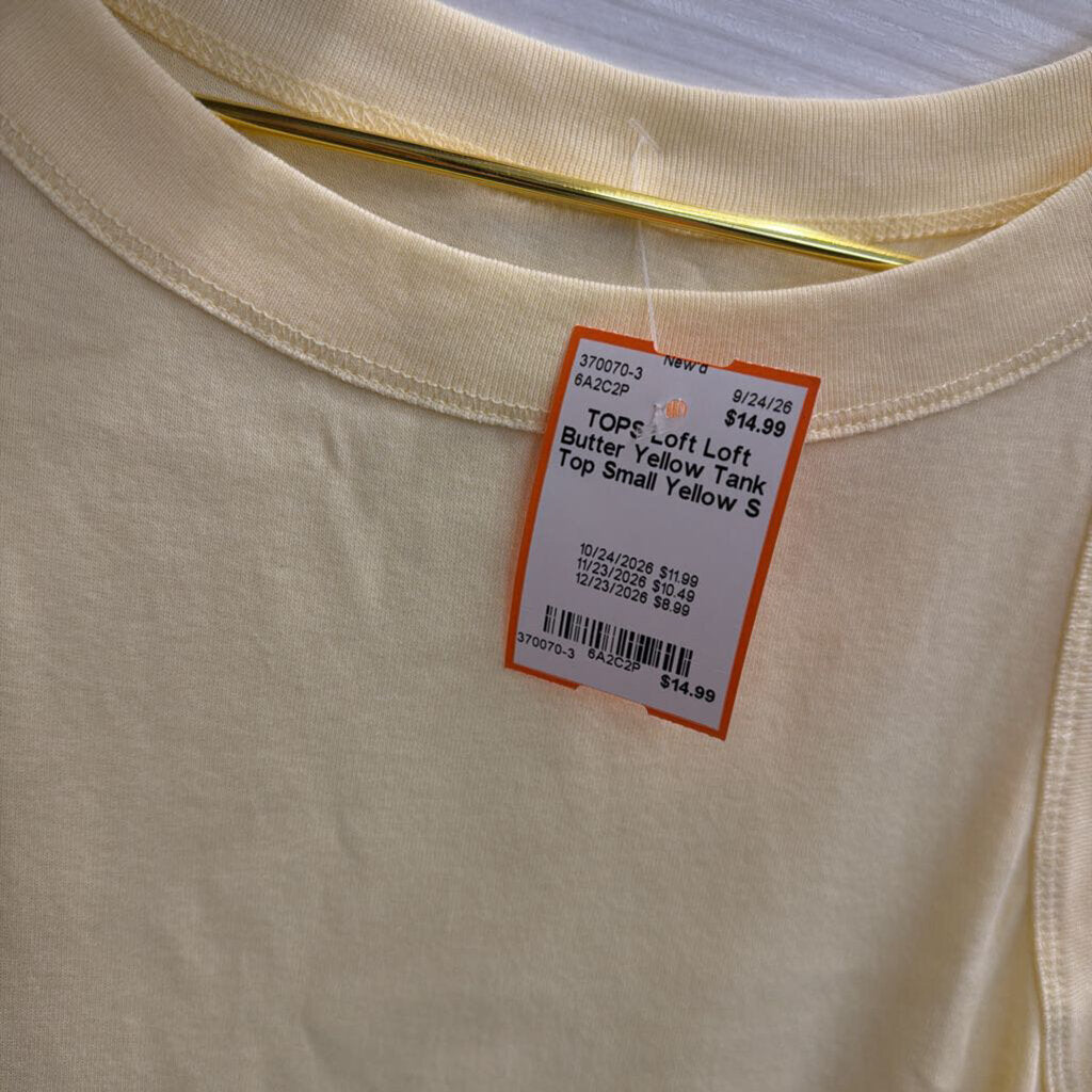 Loft Butter Yellow Tank Top Small