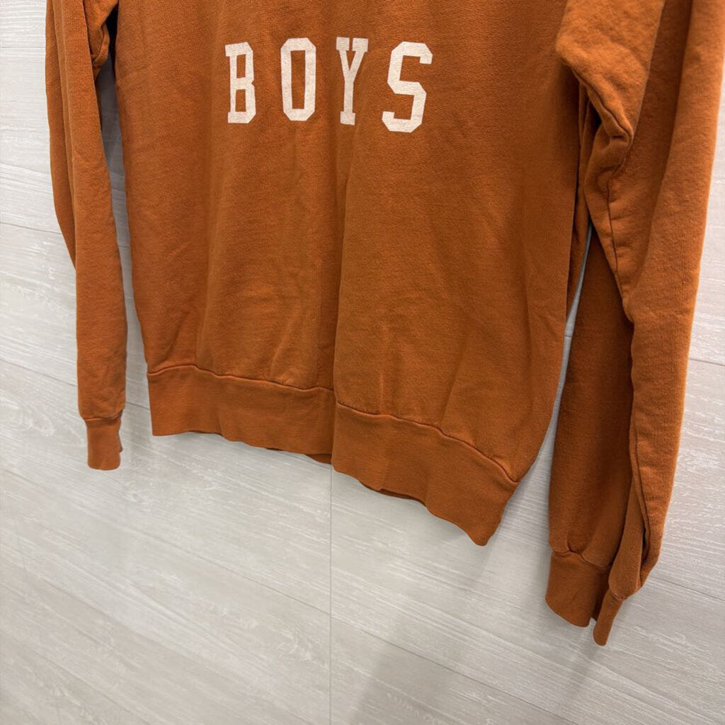 Orange 'Raising Boys' Graphic Long Sleeve Pullover Small
