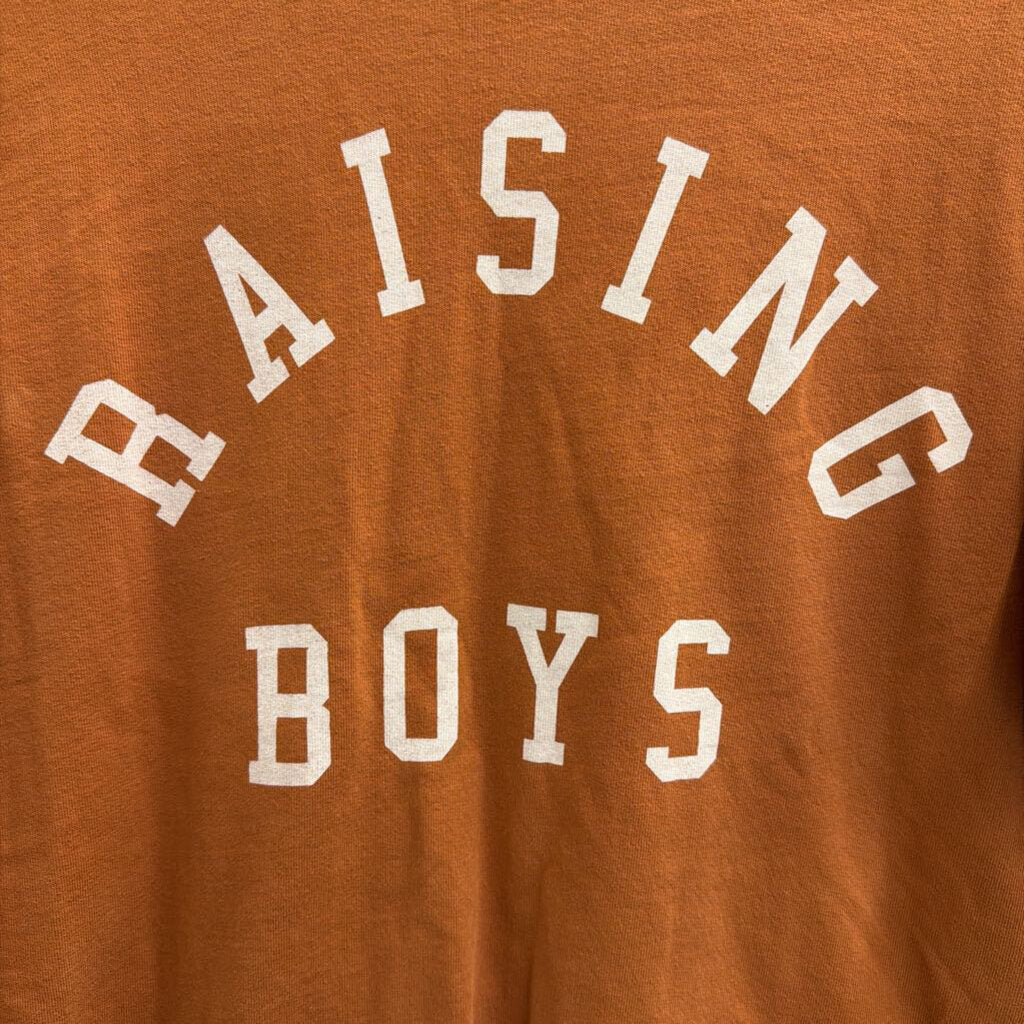 Orange 'Raising Boys' Graphic Long Sleeve Pullover Small