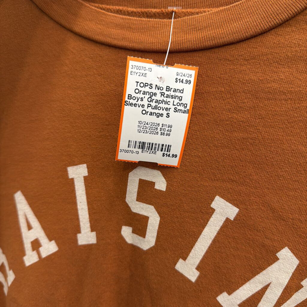 Orange 'Raising Boys' Graphic Long Sleeve Pullover Small