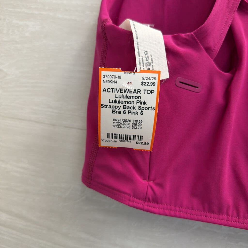 Lululemon Pink Strappy Back Sports Bra 6
