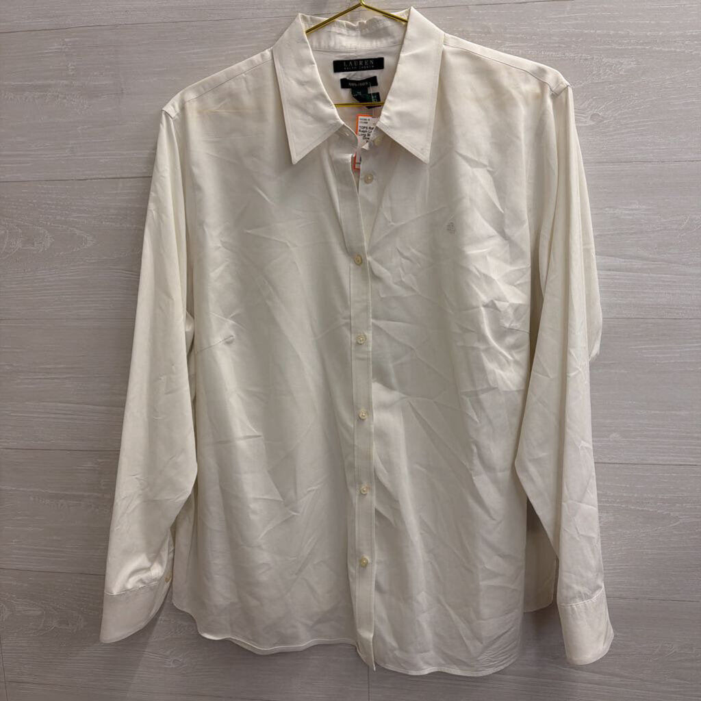 Ralph Lauren White Long Sleeve Button Down Top 2X