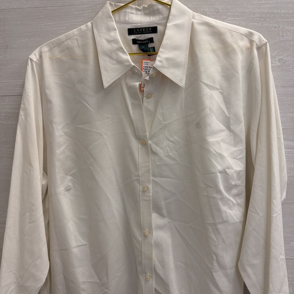 Ralph Lauren White Long Sleeve Button Down Top 2X