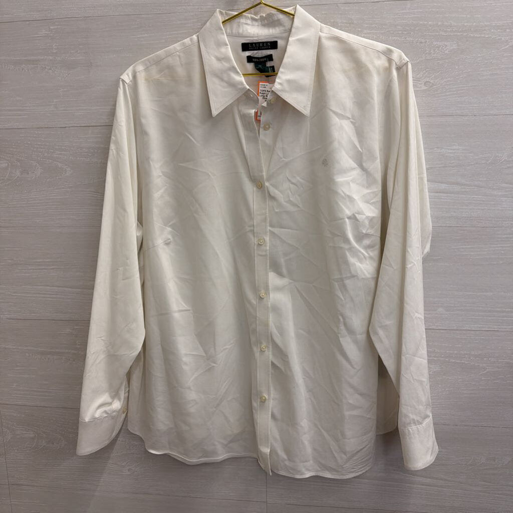 Ralph Lauren White Long Sleeve Button Down Top 2X