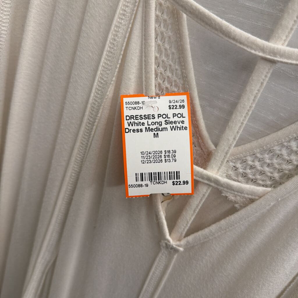 POL White Long Sleeve Dress Medium