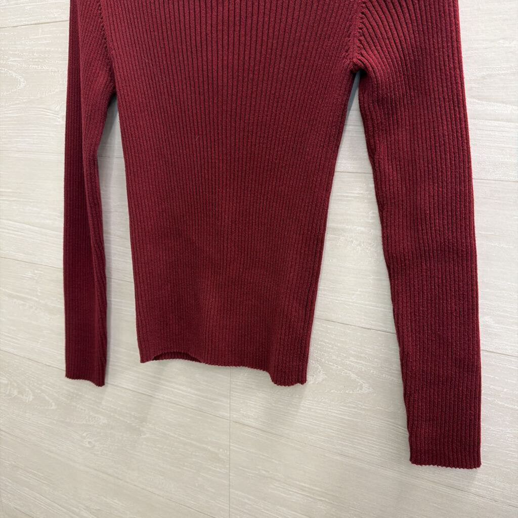 Newport News Burgundy Ribbed Cardigan Sweater Medium