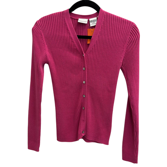 Newport News Pink Ribbed Cardigan Sweater Medium