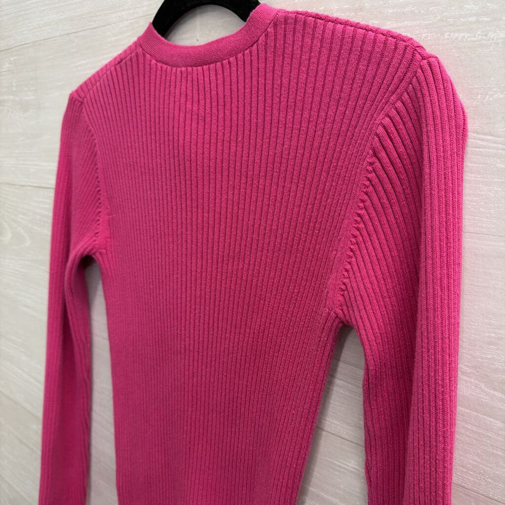 Newport News Pink Ribbed Cardigan Sweater Medium