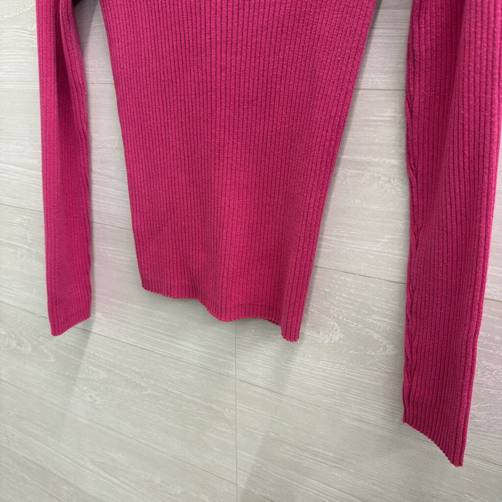 Newport News Pink Ribbed Cardigan Sweater Medium