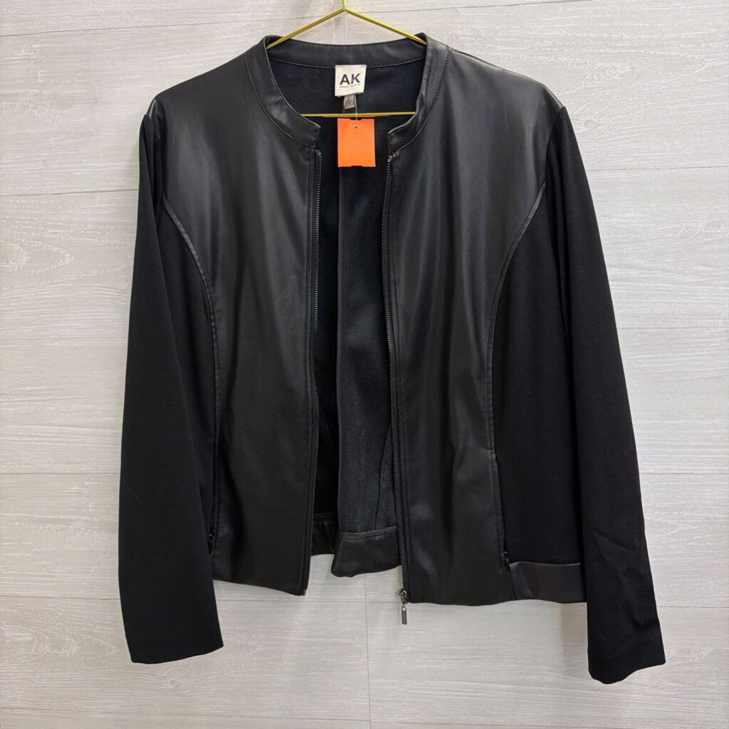 Anne Klein Black Faux Leather Jacket Extra Large