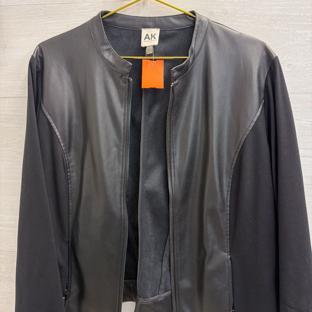 Anne Klein Black Faux Leather Jacket Extra Large