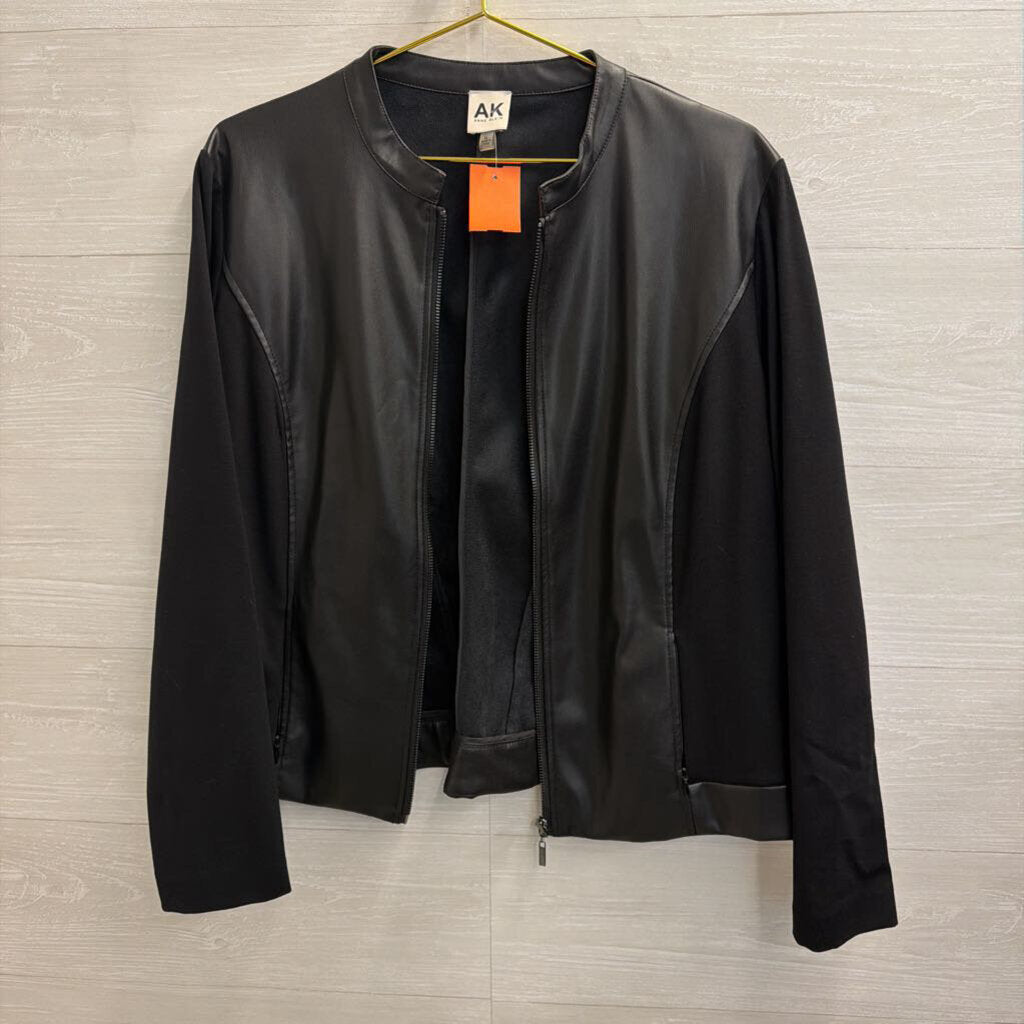 Anne Klein Black Faux Leather Jacket Extra Large