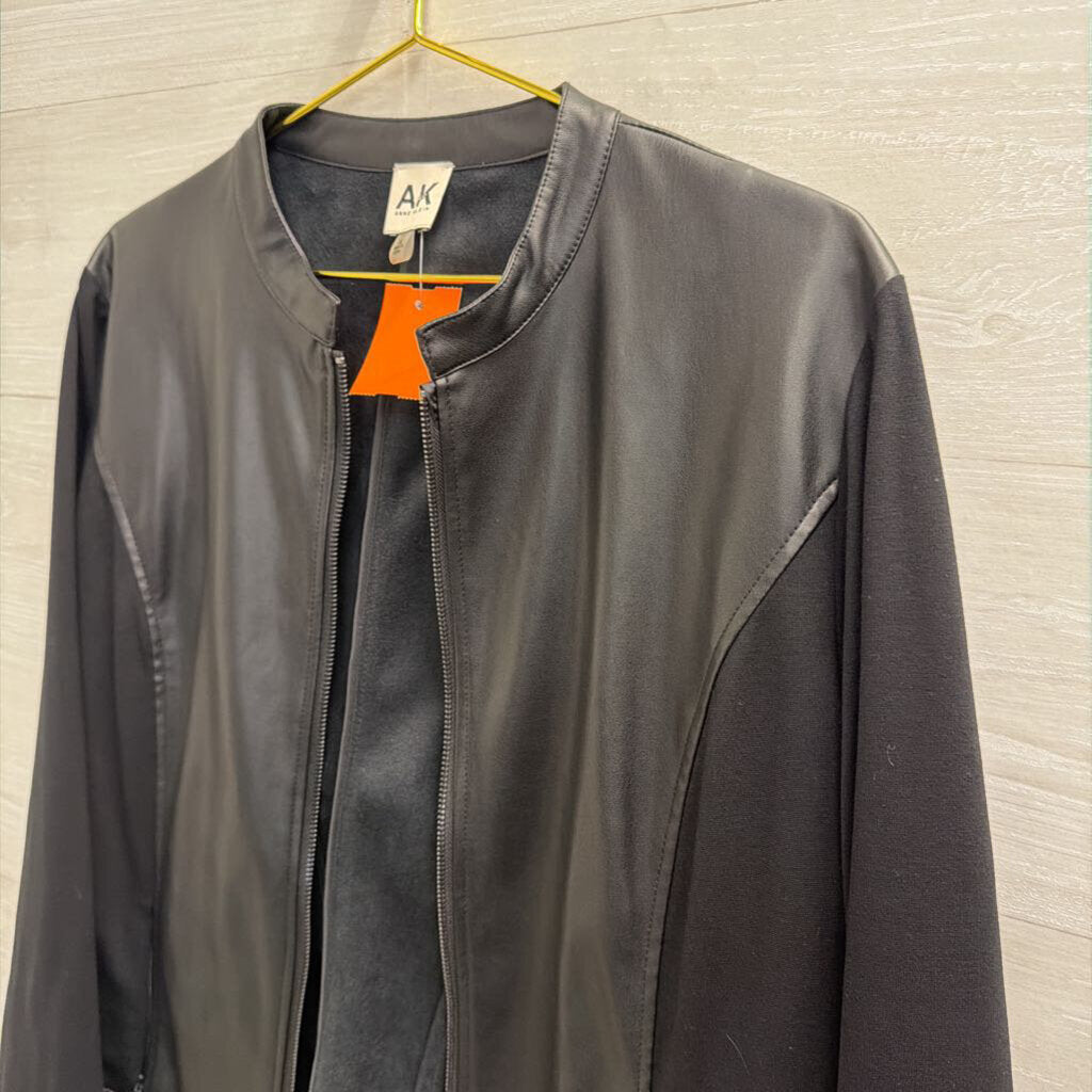 Anne Klein Black Faux Leather Jacket Extra Large