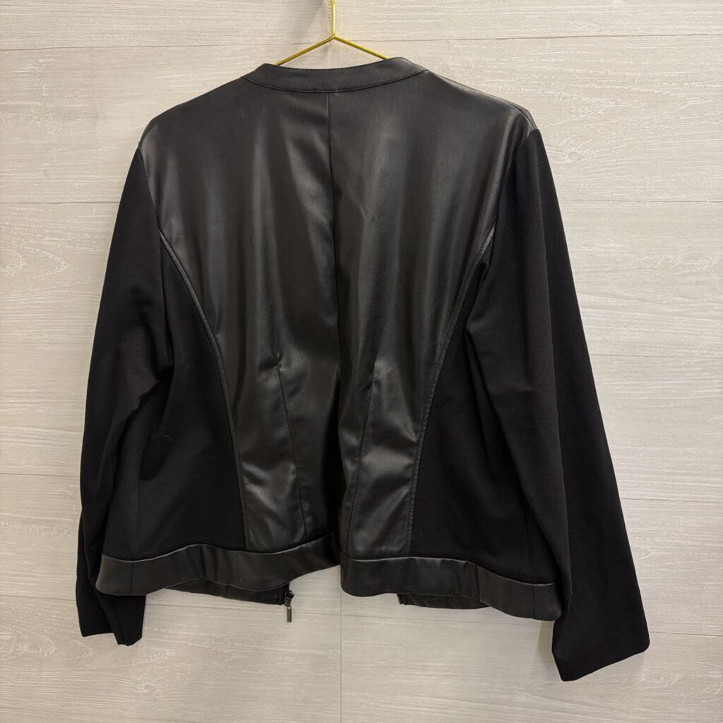Anne Klein Black Faux Leather Jacket Extra Large