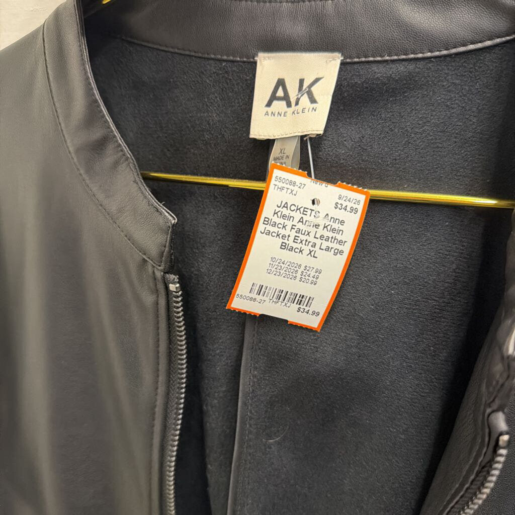 Anne Klein Black Faux Leather Jacket Extra Large