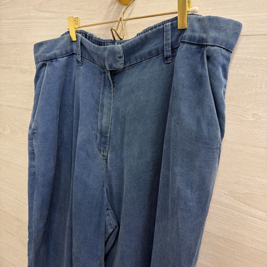 American Eagle Blue Chambray Wide Leg Pants 18